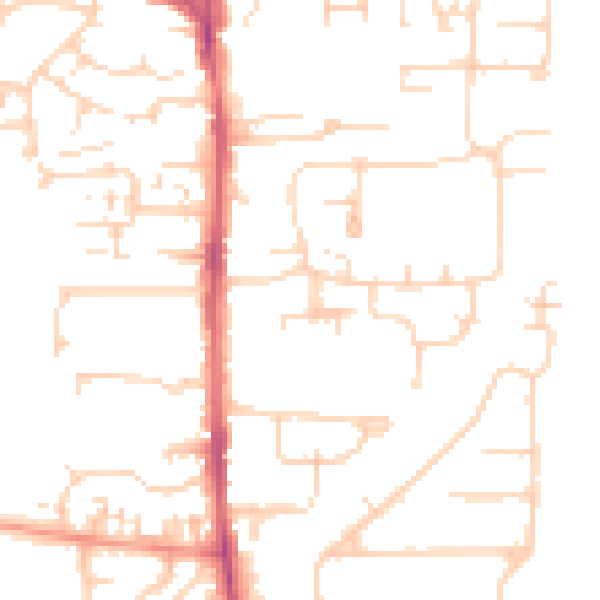Daytime road noise heatmap for EN8 8SN