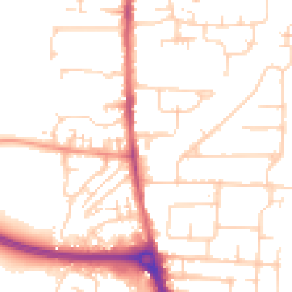 Daytime road noise heatmap for EN8 8TE