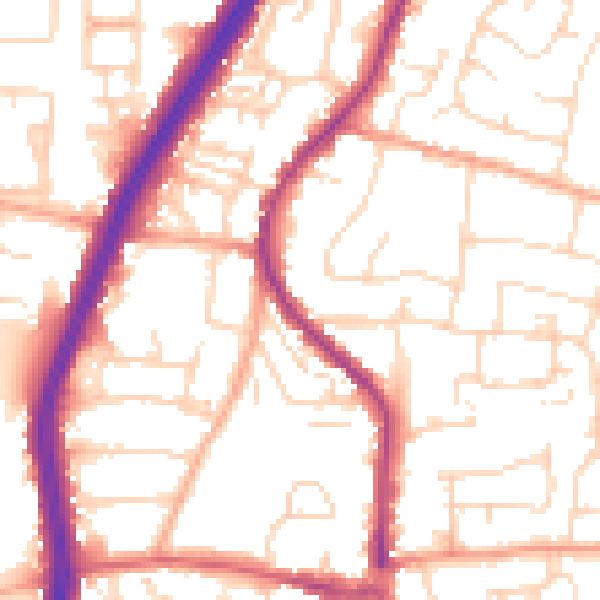Daytime road noise heatmap for EN8 9DD