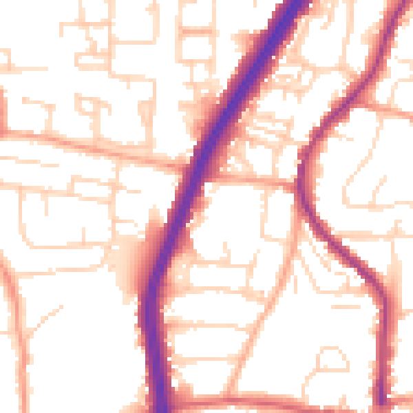 Daytime road noise heatmap for EN8 9EG