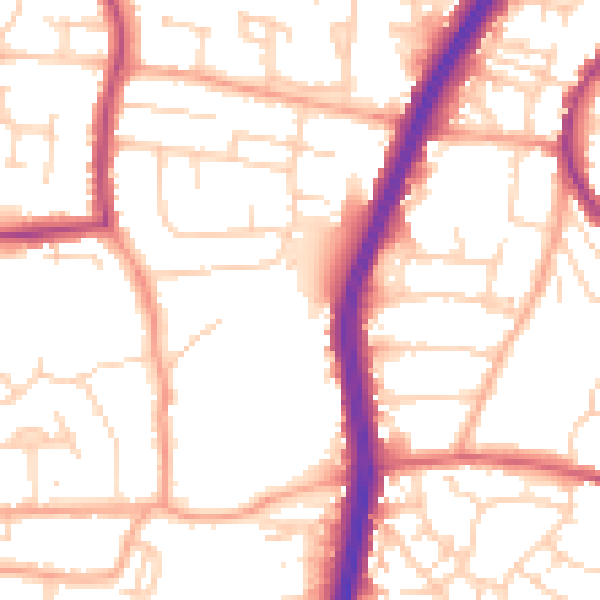Daytime road noise heatmap for EN8 9ER