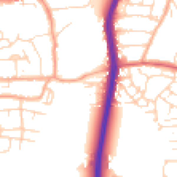 Daytime road noise heatmap for EN8 9FQ