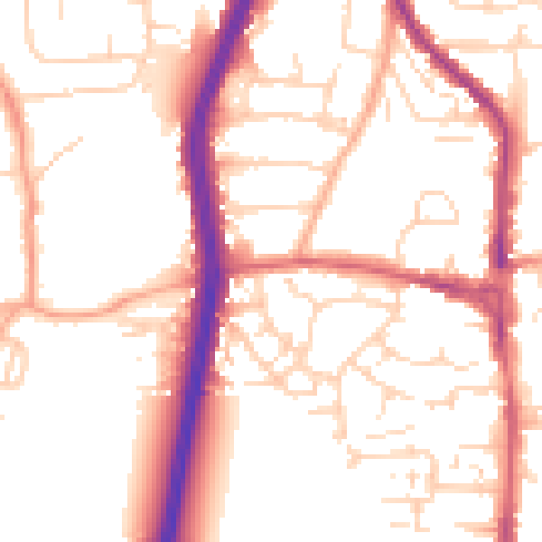 Daytime road noise heatmap for EN8 9LU