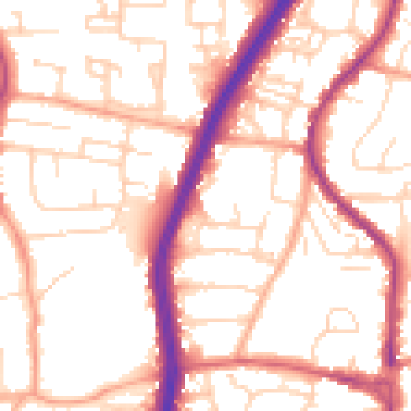Daytime road noise heatmap for EN8 9QS