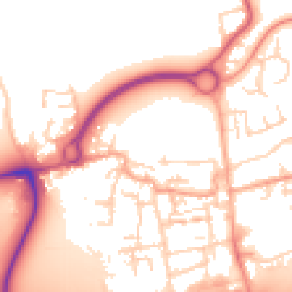 Daytime road noise heatmap for EN9 1DJ