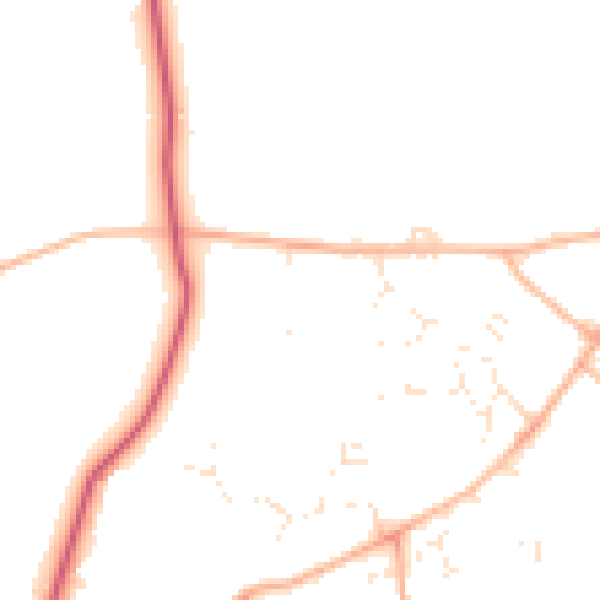 Daytime road noise heatmap for EX11 1JP