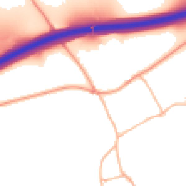 Daytime road noise heatmap for EX11 1LP