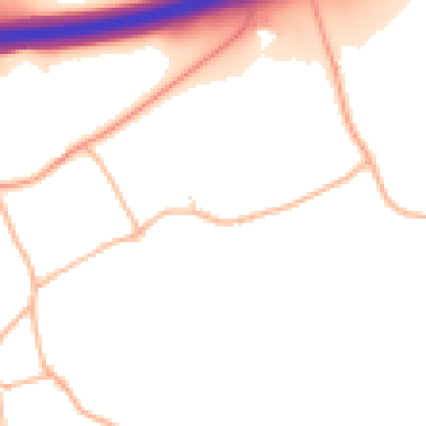 Daytime road noise heatmap for EX11 1NB