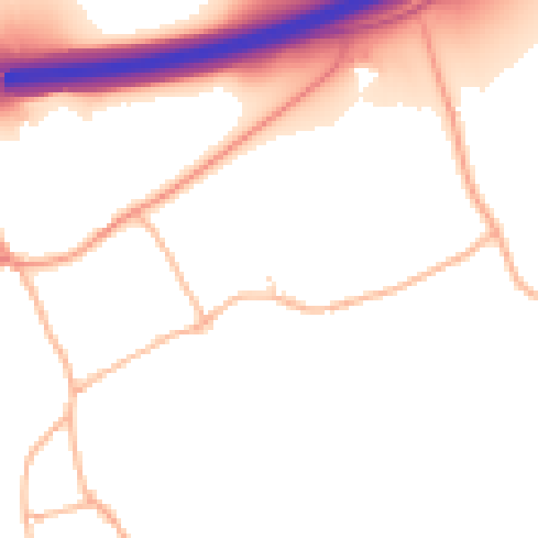 Daytime road noise heatmap for EX11 1ND