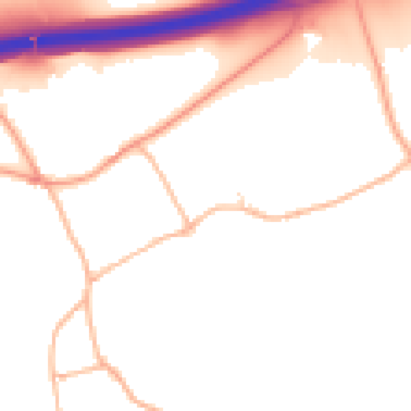 Daytime road noise heatmap for EX11 1NE