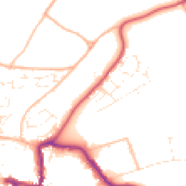 Daytime road noise heatmap for EX17 1BY