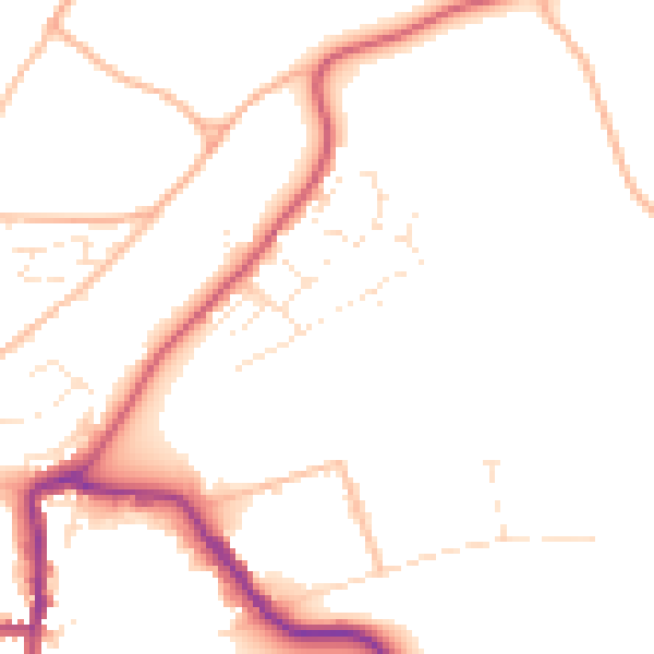 Daytime road noise heatmap for EX17 1DD