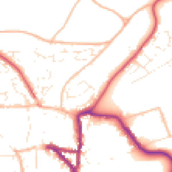 Daytime road noise heatmap for EX17 1EN