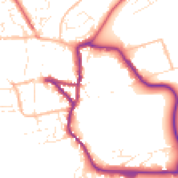 Daytime road noise heatmap for EX17 1HF