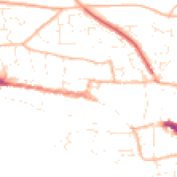 Daytime road noise heatmap for EX17 2AJ