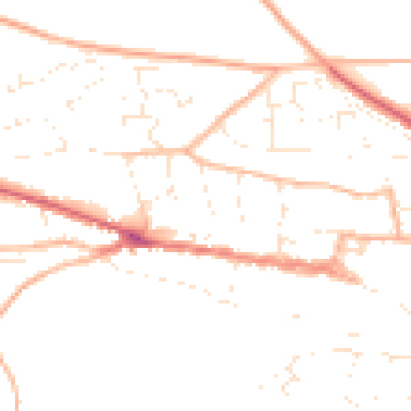 Daytime road noise heatmap for EX17 2AX
