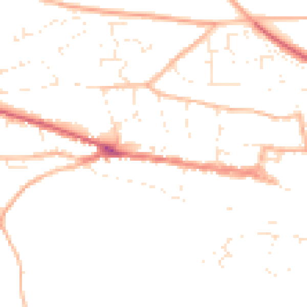 Daytime road noise heatmap for EX17 2AZ