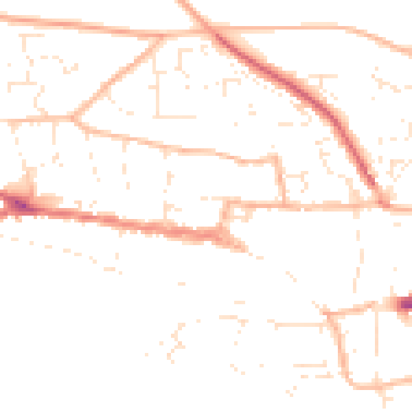 Daytime road noise heatmap for EX17 2BW
