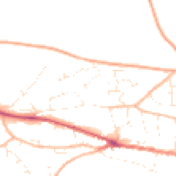 Daytime road noise heatmap for EX17 2DU