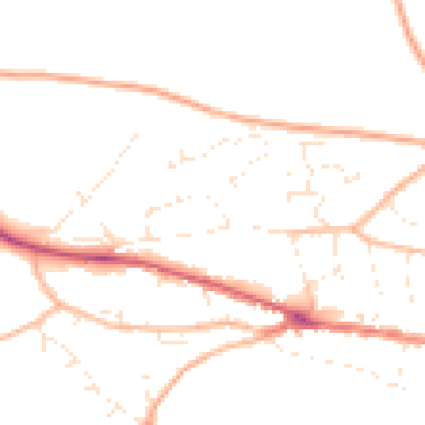 Daytime road noise heatmap for EX17 2DY