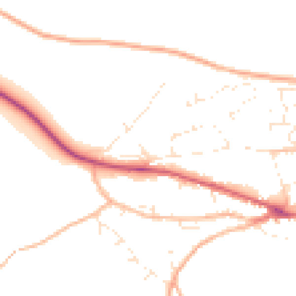 Daytime road noise heatmap for EX17 2EB