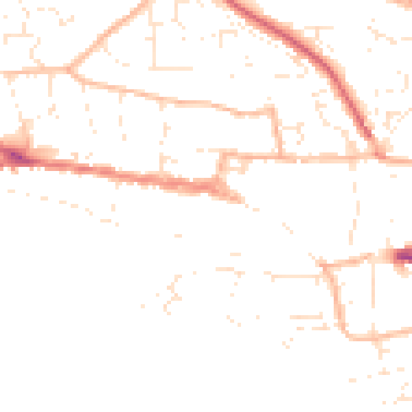 Daytime road noise heatmap for EX17 3AQ