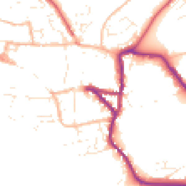 Daytime road noise heatmap for EX17 3BE