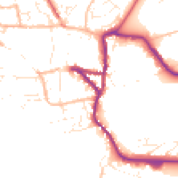 Daytime road noise heatmap for EX17 3BQ