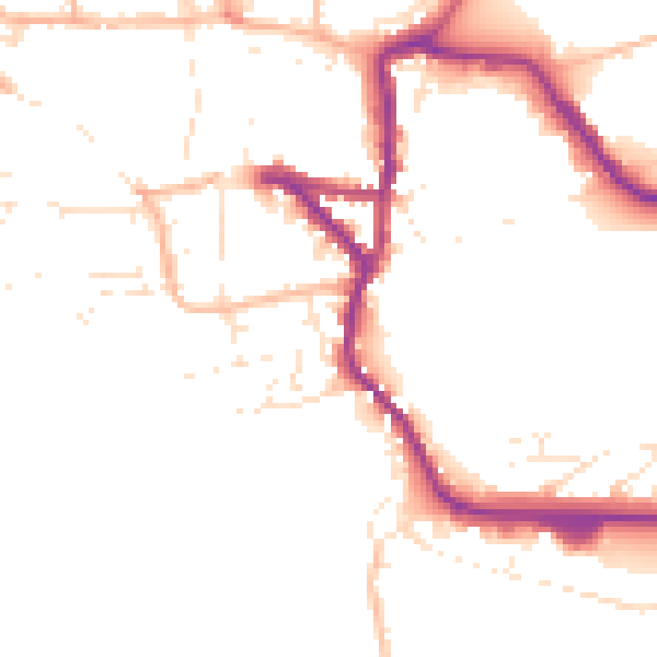 Daytime road noise heatmap for EX17 3DJ