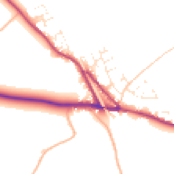 Daytime road noise heatmap for EX17 5BN