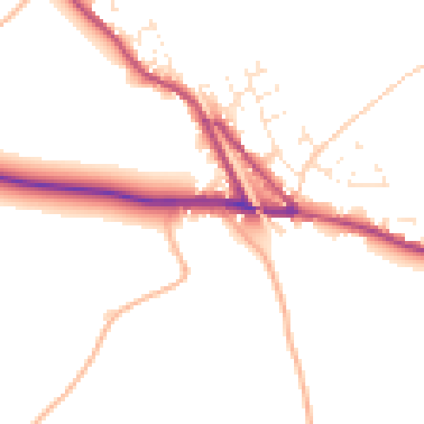 Daytime road noise heatmap for EX17 5DW
