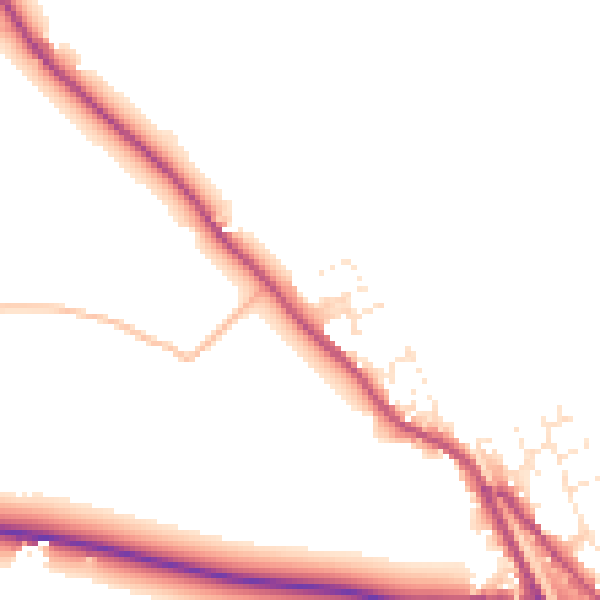 Daytime road noise heatmap for EX17 5EQ