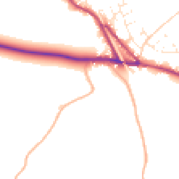 Daytime road noise heatmap for EX17 5LB