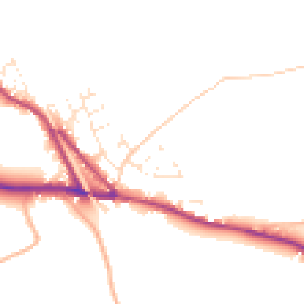 Daytime road noise heatmap for EX17 5LY