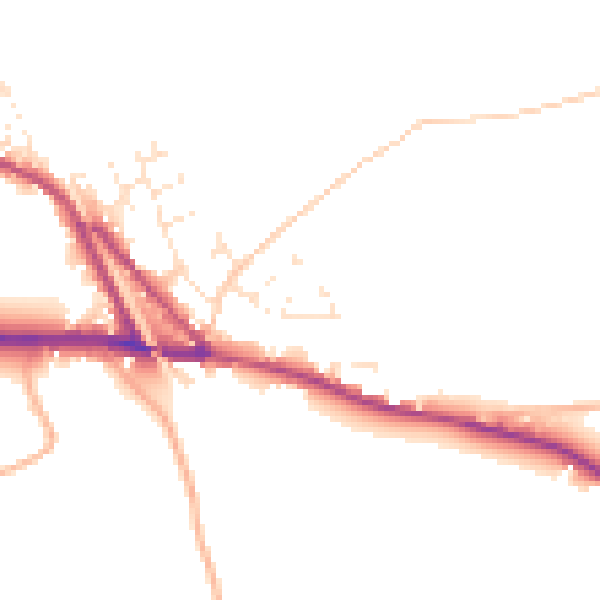 Daytime road noise heatmap for EX17 5LZ