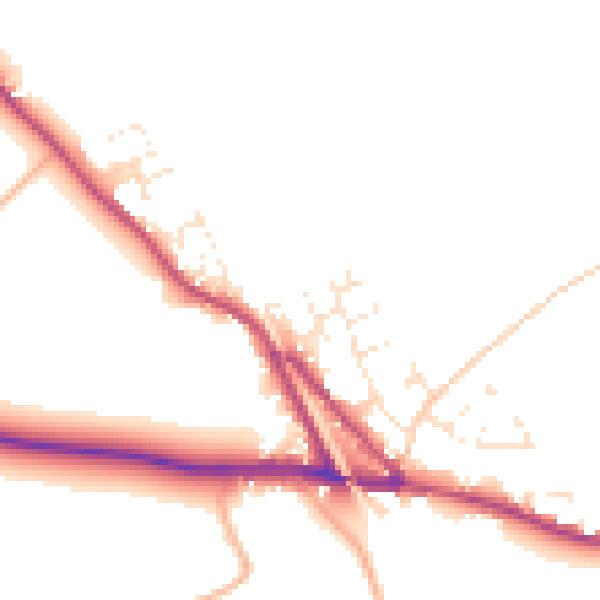 Daytime road noise heatmap for EX17 5NA