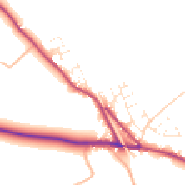 Daytime road noise heatmap for EX17 5NE