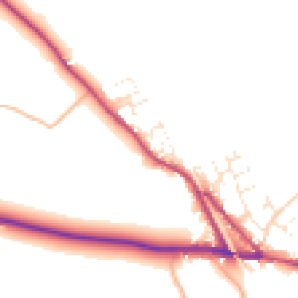 Daytime road noise heatmap for EX17 5NF