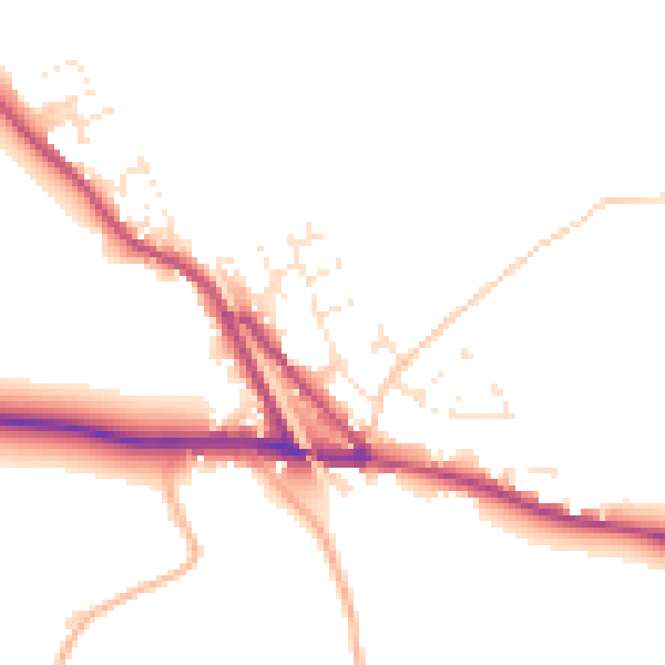 Daytime road noise heatmap for EX17 5NQ