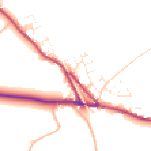 Daytime road noise heatmap for EX17 5PF