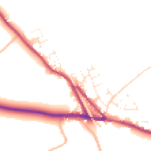 Daytime road noise heatmap for EX17 5PH