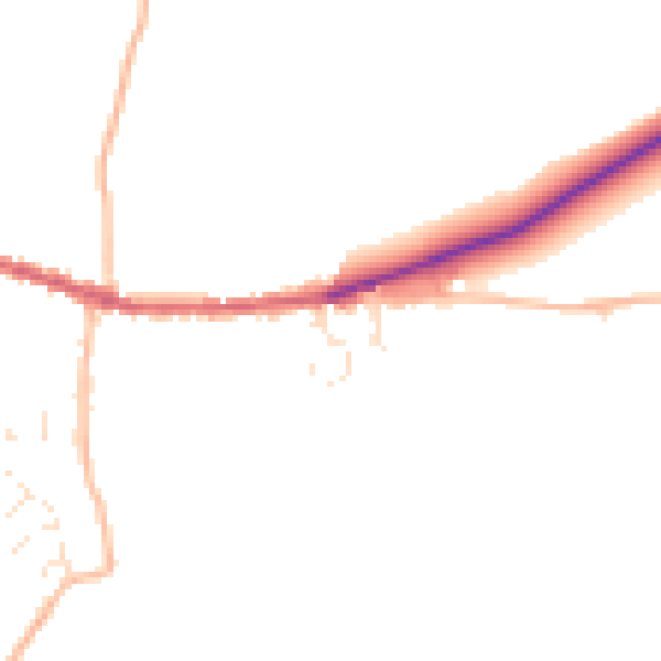 Daytime road noise heatmap for EX17 6BY