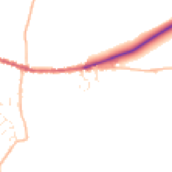 Daytime road noise heatmap for EX17 6BZ