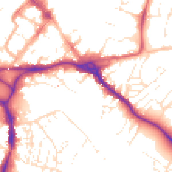 Daytime road noise heatmap for EX2 4BZ