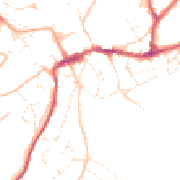 Daytime road noise heatmap for EX20 1DU