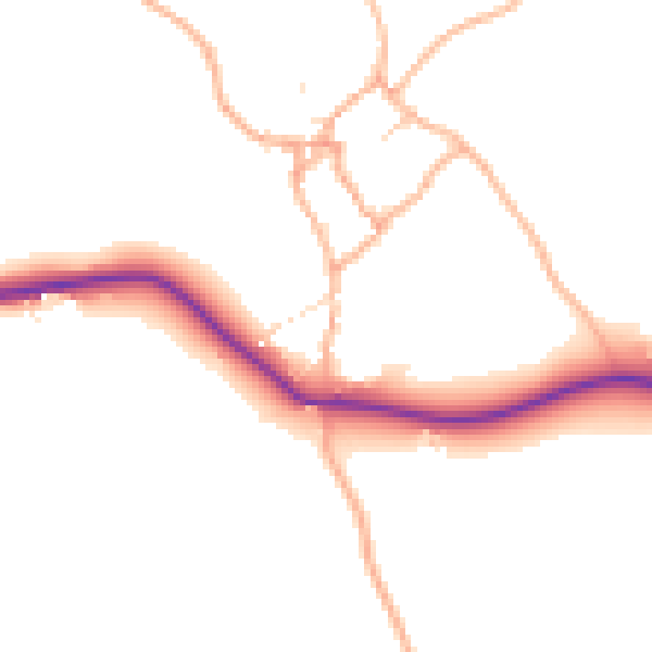 Daytime road noise heatmap for EX20 3RZ