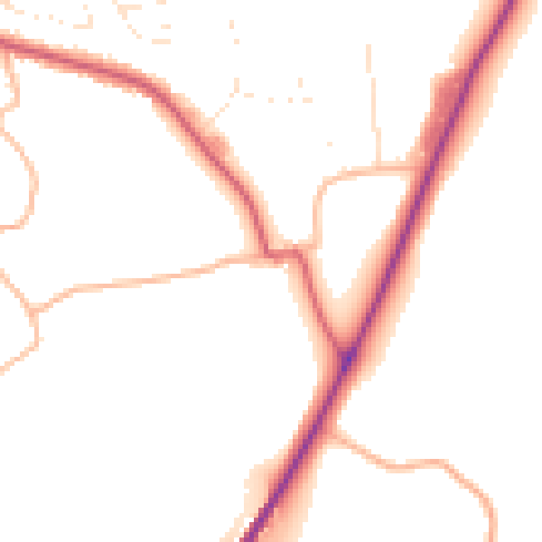 Daytime road noise heatmap for EX23 0LU