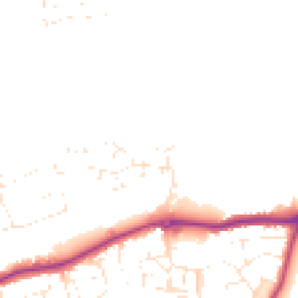 Daytime road noise heatmap for EX23 8DT