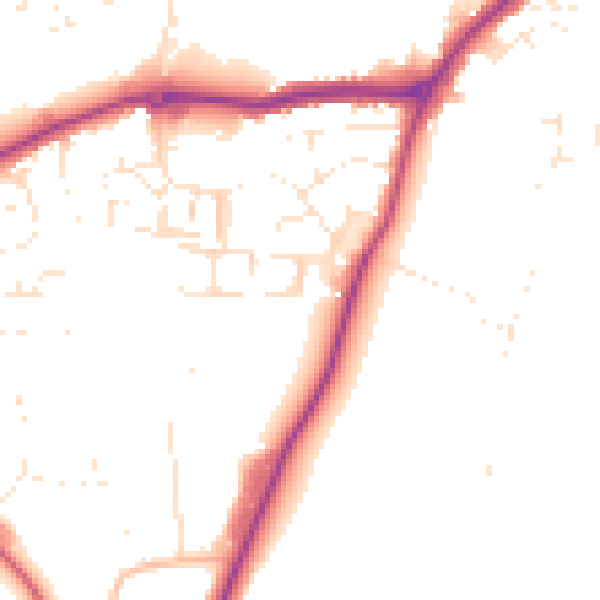 Daytime road noise heatmap for EX23 8FY
