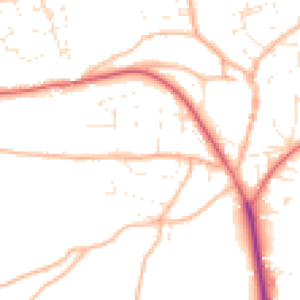 Daytime road noise heatmap for EX39 1AY